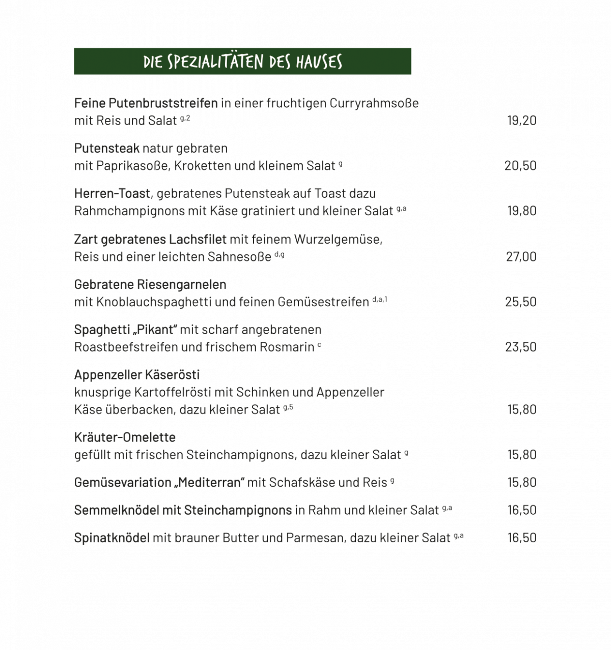 Speisekarte deutsch 3